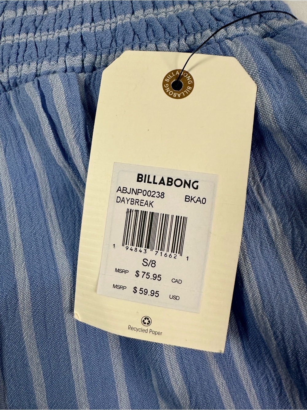 NWT Billabong Light Blue Striped Wide-Leg Pants - Women Size Small - Picture 6 of 16